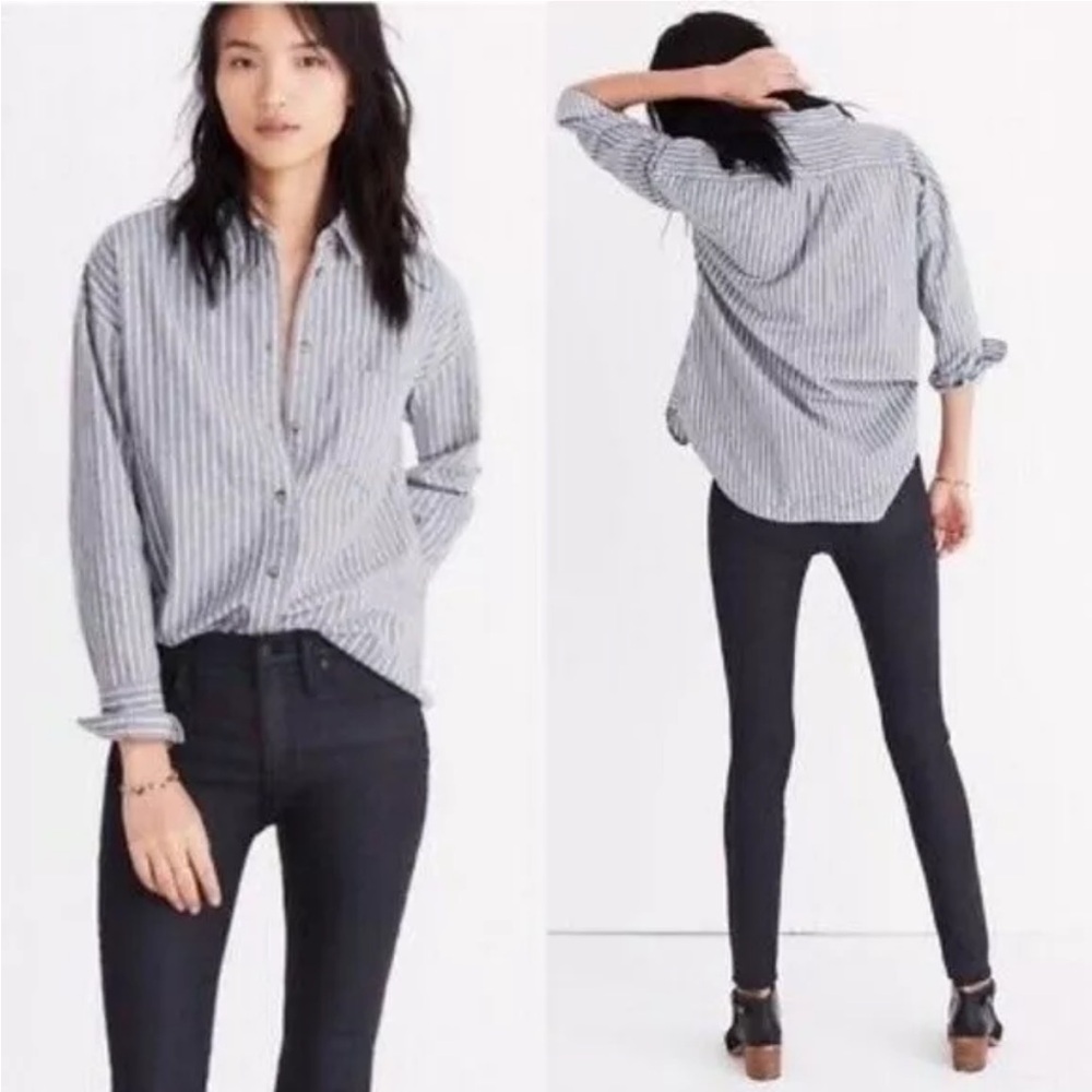 Madewell Brushed Flannel Westward Button Down Shirt 100% Cotton Striped Sz XS